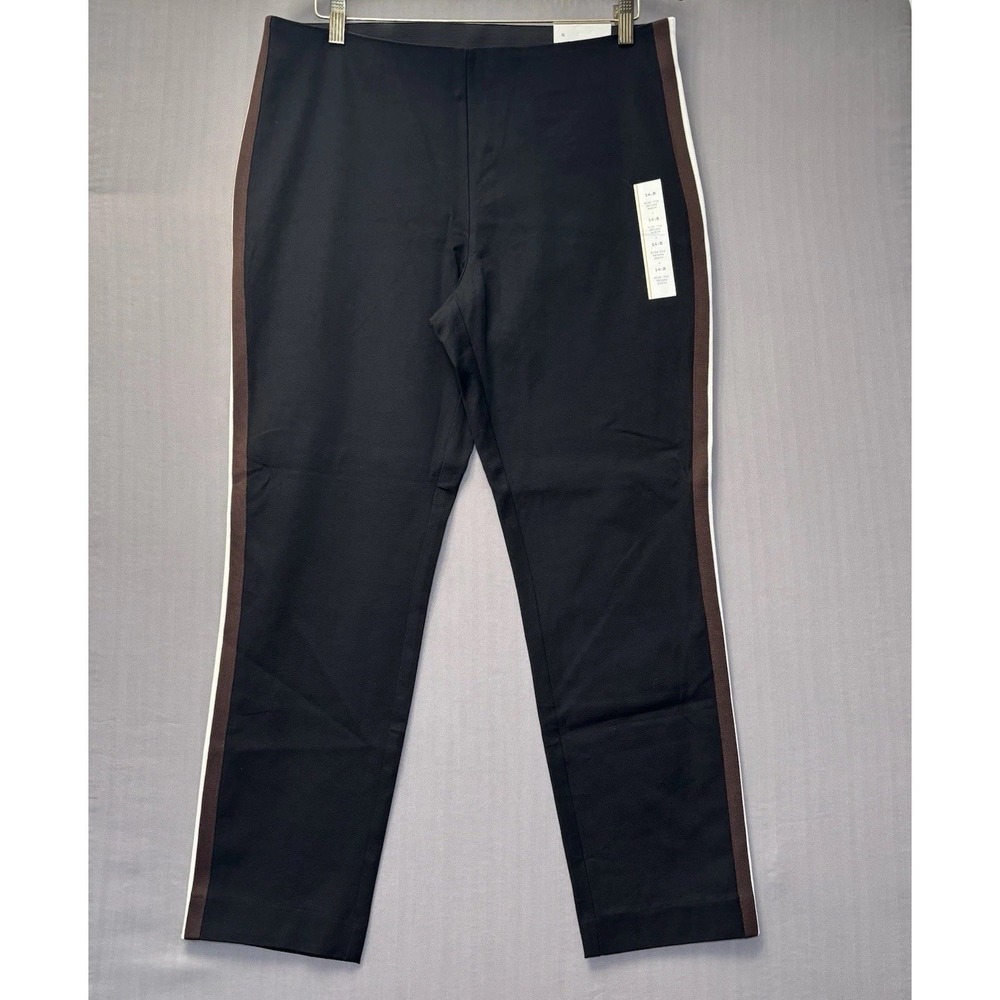 A New Day NWT Womens 14 High Rise Skinny Ankle Pants Side Stripe Stretch Black